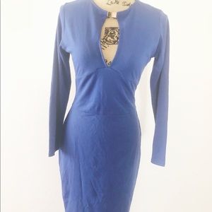 Blue dress with silver accessory
